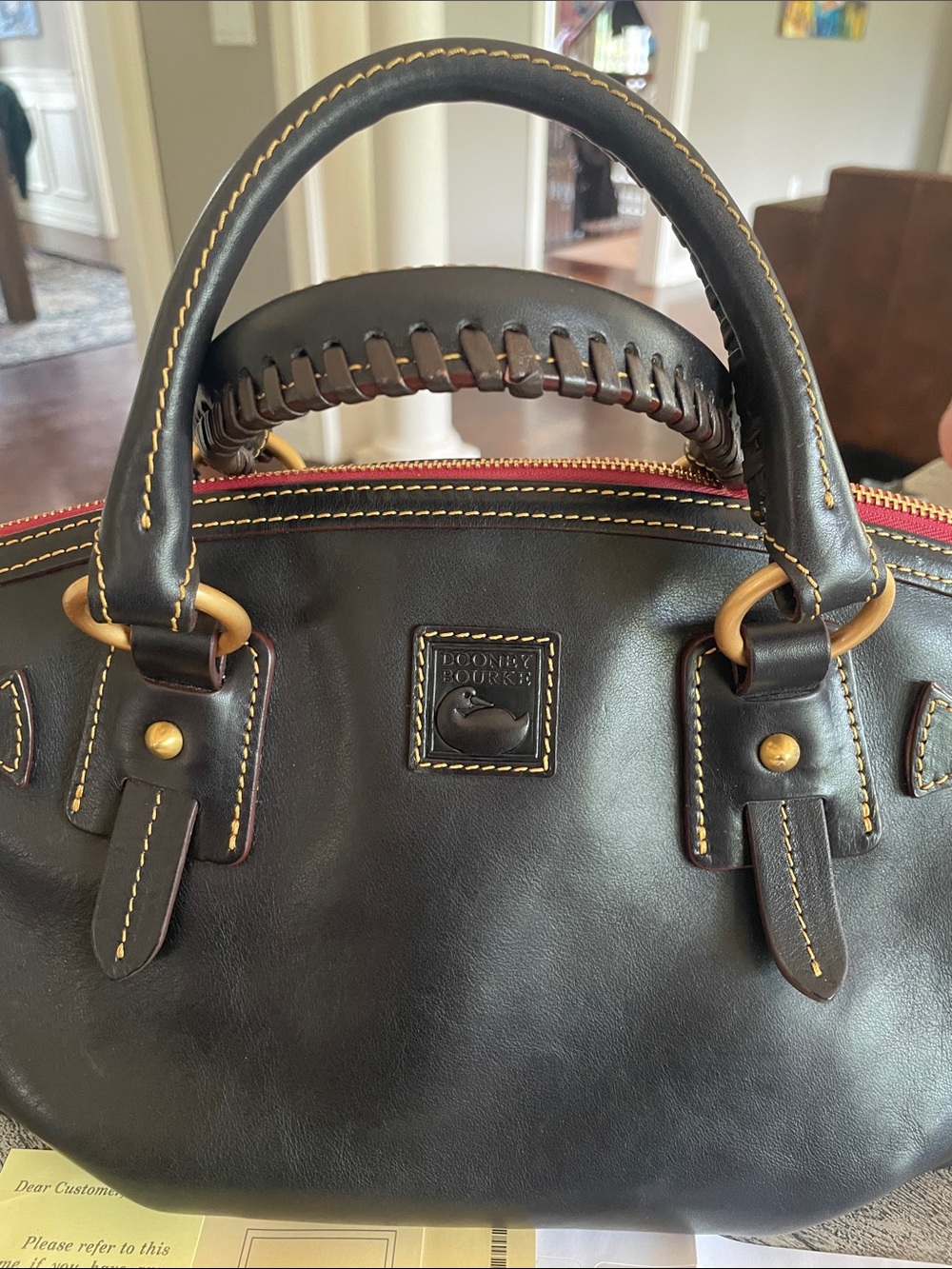 Dooney & bourke medium mail Florentine navy blue satchel bag NWT - Picture 2 of 7